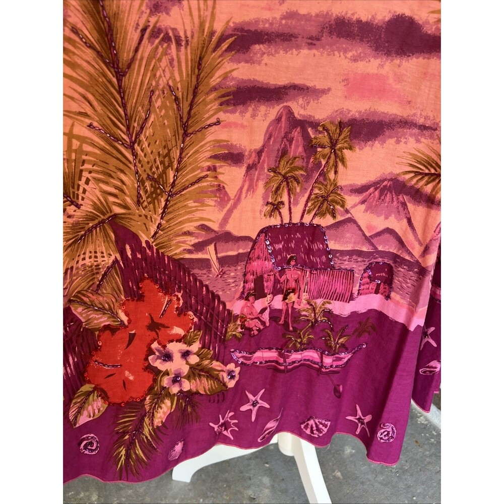 Miss Anastasia Hawaiian Village Print Maxi Skirt Pink Medium Sequins Beading NWT - Picture 8 of 16
